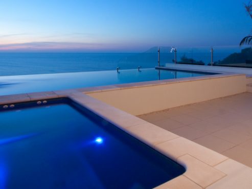 Fibreglass pool with a spa attached