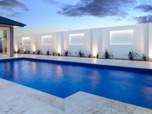 Mark Pollard Pools Australia Vogue family fibreglass pool with waterwall water feature