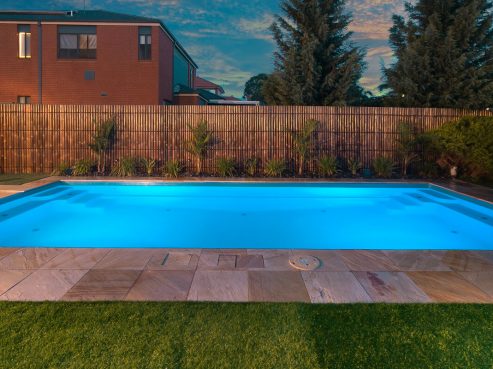 Contemporary pool design idea with lights