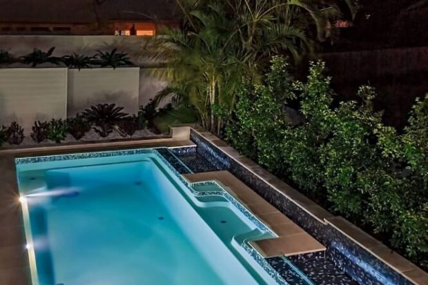Our Vogue pool on display by dusk