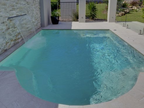 Fibreglass plunge pool with water wall