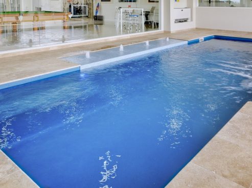 Mark Pollard Pools Vogue fibreglass family pool built indoors