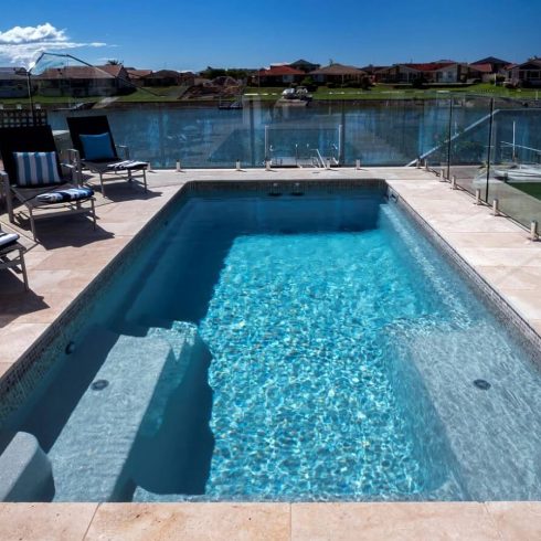 X-Trainer 5 8 fibreglass self cleaning pool Quartz colour Port Macquarie 1