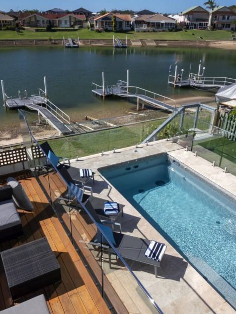 X-Trainer 5 8 fibreglass self cleaning pool Quartz colour Port Macquarie 2