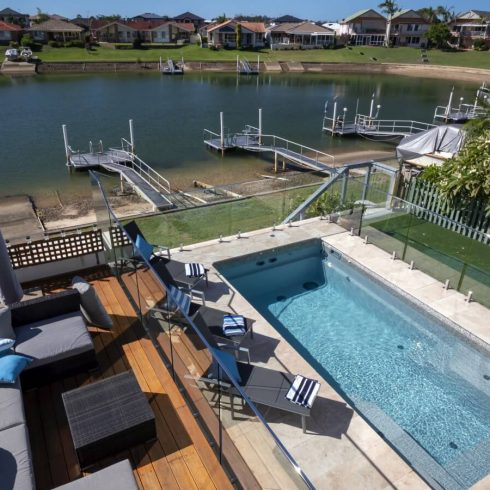 X-Trainer 5 8 fibreglass self cleaning pool Quartz colour Port Macquarie 2