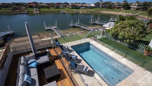 X-Trainer 5 8 fibreglass self cleaning pool Quartz colour Port Macquarie 2