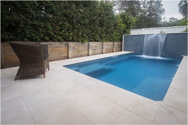 Mark Pollard Pools X Trainer 5.8 fibreglass pool Vercoe with water wall feature 2