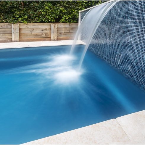 Mark Pollard Pools X Trainer 5.8 fibreglass pool Vercoe with water wall feature 3