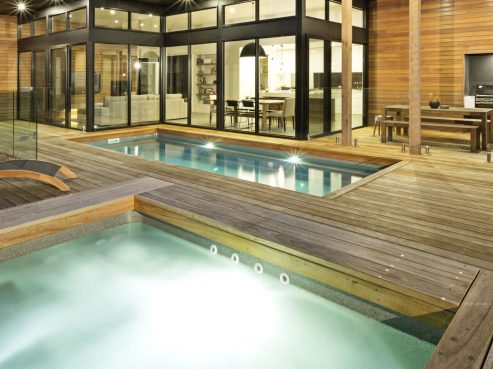Pool and Spa combo with timber decking