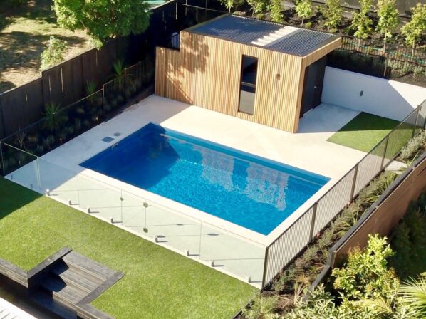 Compass Pools Australia Sanctuary 6.0m fibreglass pool in the Pacific Biluminite colour